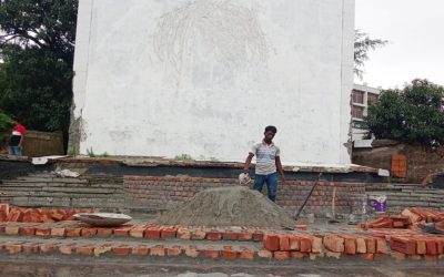 রাজশাহী নগরীতে মুজিবের মুছে দেওয়া ম্যুরালের সামনে নির্মাণ হচ্ছে জুলাই শহীদ স্মৃতিস্তম্ভ