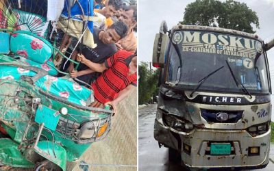সুনামগঞ্জের বাহাদুরপুরে বাস সিএনজির মুখোমুখি সংঘর্ষে দুই শিক্ষার্থীসহ নিহত ৩জন, আহত ২