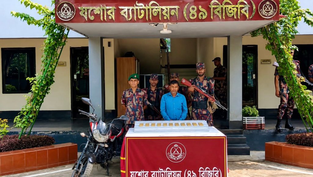 সীমান্তে ২.২১ কোটি টাকার স্বর্ণসহ চোরাকারবারি আটক