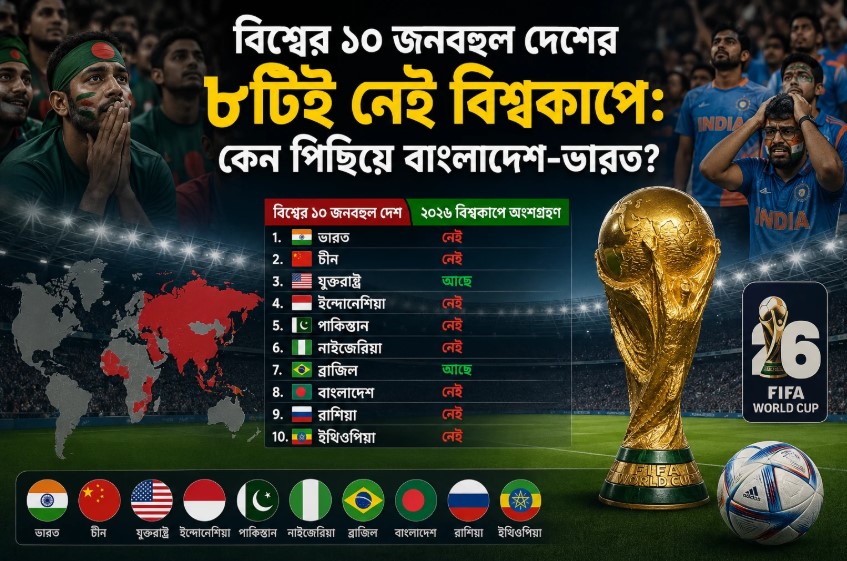 বিশ্বের ১০ জনবহুল দেশের ৮টিই নেই বিশ্বকাপে