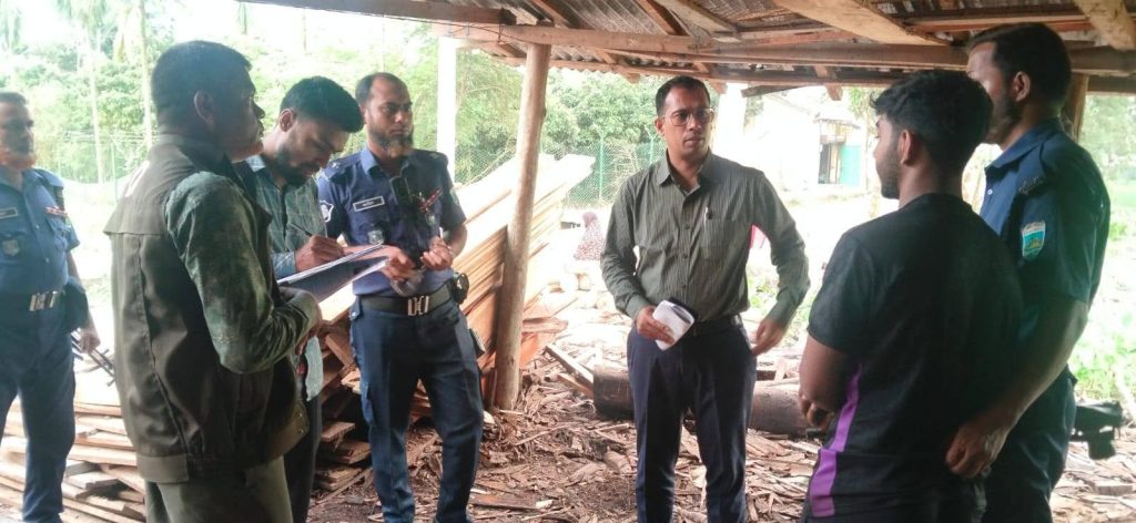 কাহালুতে অবৈধ করাতকলে ভ্রাম্যমাণ আদালতের অভিযান, ১০ হাজার টাকা জরিমানা