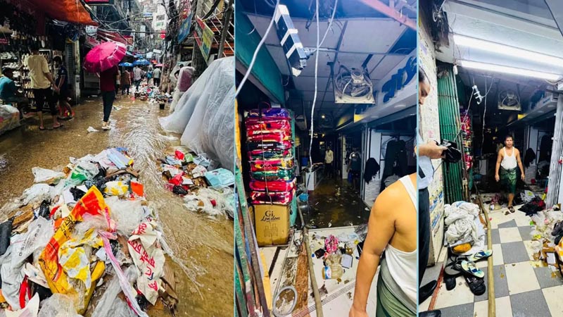 ভারী বৃষ্টি ও জোয়ারে রিয়াজউদ্দিন বাজারে কোটি টাকার ক্ষয়ক্ষতি